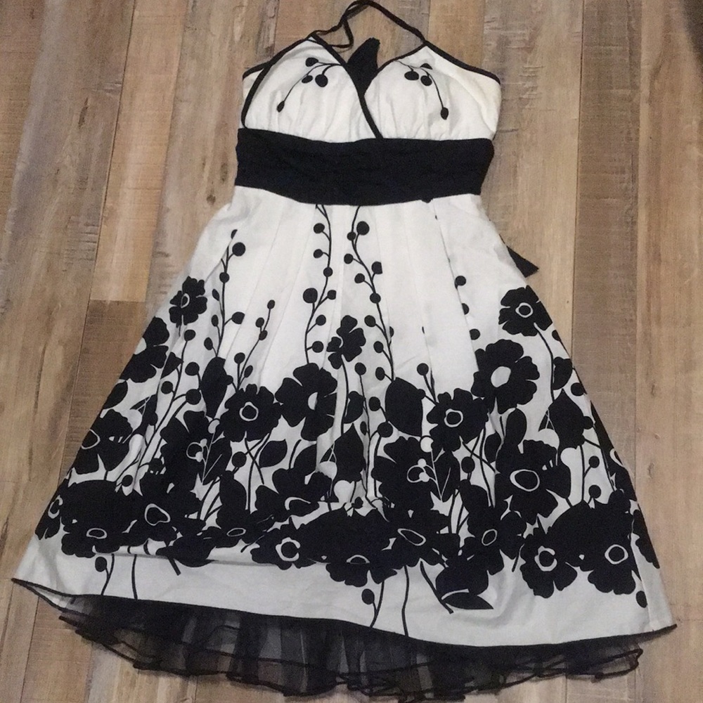 Black and white prom halter dress